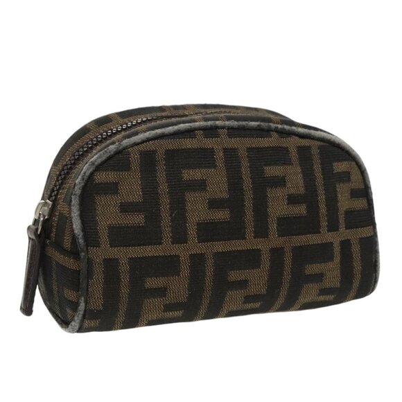 FENDI Zucca Canvas Pouch Brown Black Auth - Picture 3 of 16